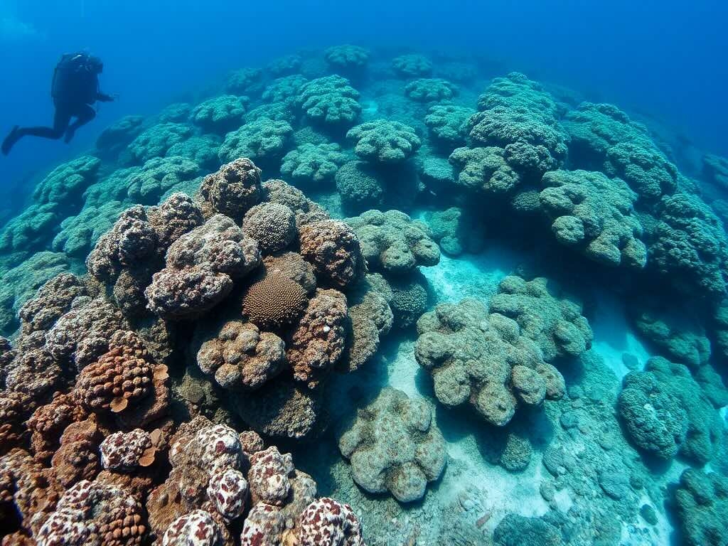 A diver explores the colorful coral reef at Palancar Reef in Cozumel Island, highlighting the rich marine biodiversity.