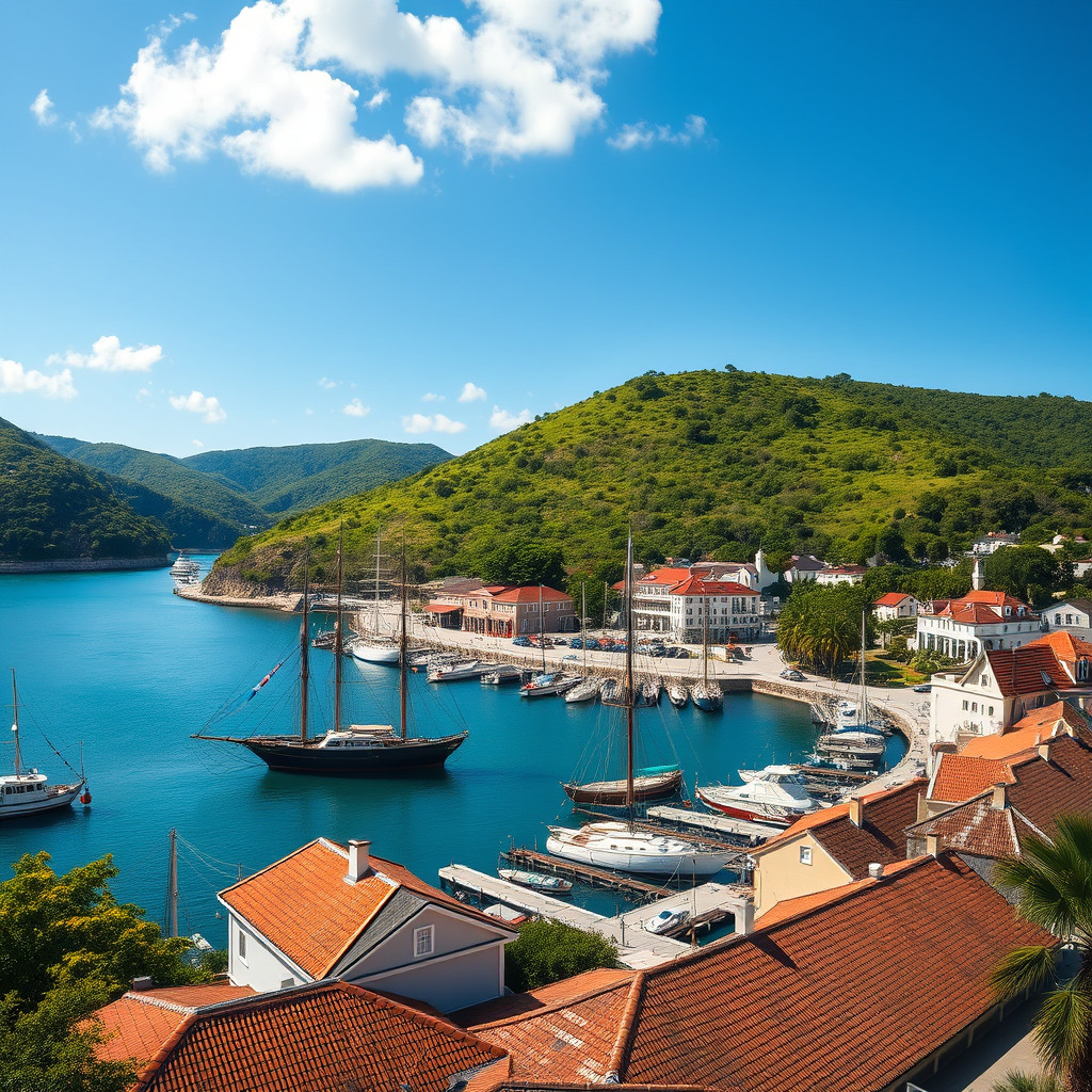 Nelson's Dockyard in English Harbour with historic ships and restored 18th-century buildings under blue skies